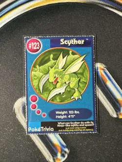 Scyther 1999 Original 151 Pokemon Burger King PokeTrivia Trading Card #123 - Image 1