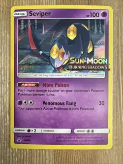 Seviper - SM46 - Prerelease STAFF Black Star Holo Rare Promo - Pokemon Card - LP - Image 1