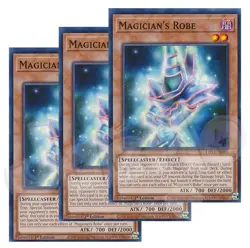 Yugioh - Magician's Robe x 3 - 1st Edition LP - Plus Free Holographic Card - Image 1