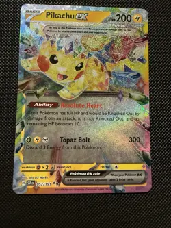 Pokemon Card Pikachu EX 057/191 Surging Sparks Double Rare Near Mint - Image 1