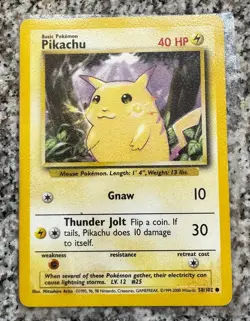 Pokemon/Pokemon Pikachu 58/102 Base Set Shadowless Red Cheeks MINT - Image 1