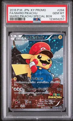 Pokemon Mario Pikachu 294/XY-P PSA 10 Gem Mint Japanese XY Special Box Promo FA - Image 1