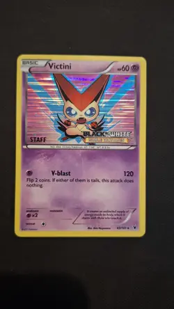 Pokemon Card Victini STAFF Promo 43/101 Black White Noble Victories Holo EX 2011 - Image 1