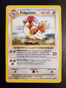 Pokemon Card: Pidgeotto Shadowless 22/102 Base Set Rare 1999 WOTC - Image 1