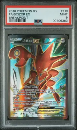 PSA 9 SCIZOR EX 2016 POKEMON XY BREAKPOINT 119 FULL ART - Image 1