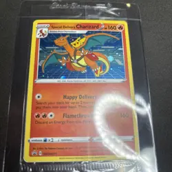 Pokemon TCG Special Delivery Charizard Promo Card SWSH075 Holo With Insert NM - Image 2