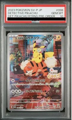 With Pikachu figure!! PSA 10 Pokemon Cards Game Detective Pikachu 098/SV-P - Image 1