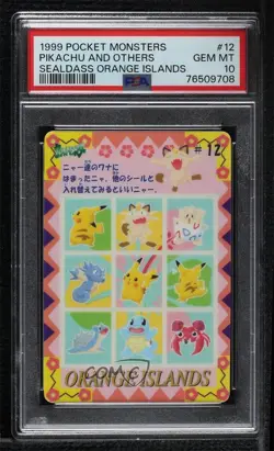 Japanese Bandai Pokemon Pocket onsters Sealdass Sticker Card PSA 10 GEM MT 0k9n - Image 1