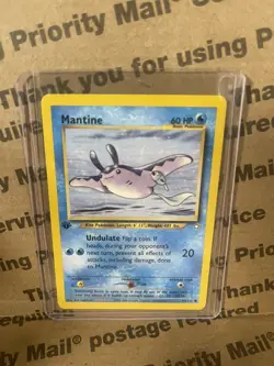 1st Edition Neo Genesis Mantine 64/111 Pokemon Card WOTC Vintage NM - Image 1