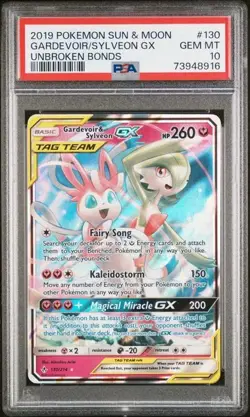 PSA 10 Gardevoir & Sylveon GX 130/214 Unbroken Bonds Tag Team Pokemon Gem Mint - Image 1