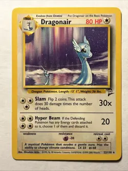 2000 Pokemon TCG Dragonair 22/130 Base Set 2 Non Holo Rare Card Vintage WOTC LP - Image 1
