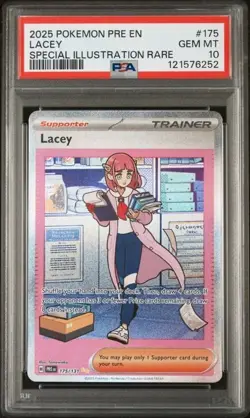 2025 POKEMON PRE EN-PRISMATIC EVOLUTIONS SPECIAL ILLUSTRATION RARE LACEY PSA 10 - Image 1