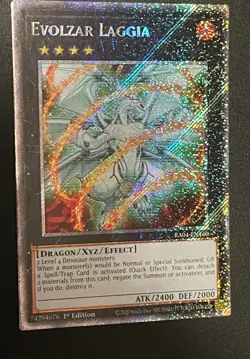 Yugioh Evolzar Laggia RA04-EN160 1st Ed Platinum Secret Rare NM - Image 1