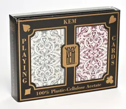 2 pack KEM deck 100% Plastic JACQUARD BRIDGE Narrow Index Playing Cards made USA - Image 1