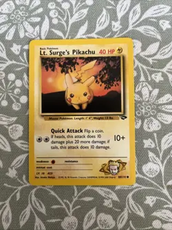 Lt. Surge’s Pikachu 84/132 Pokemon Card TCG Gym Challenge Excellent Condition - Image 1