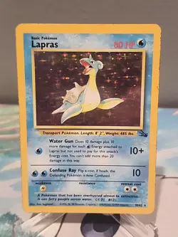 Lapras 10/62 Fossil Holo Rare Pokemon Card Heavy Play/Damaged - Image 1