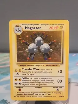 Magneton 9/102 Base Set Holo Rare Pokemon Card Heavy Play Small Amount Of Damage - Image 1