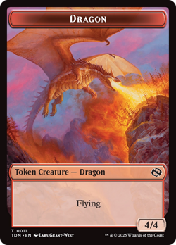 Dragon 4/4 - Warrior 1/1 ~ Token Double Sided NM MTG Mixed Sets - Image 1
