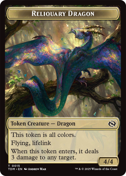 Dragon 4/4 - Reliquary Dragon 4/4 ~ Token Double Sided NM MTG Mixed Sets - Image 2