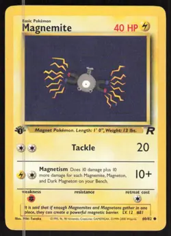 Pokemon TCG Team Rocket #60/82 Magnemite 1st Edition NM - Image 1