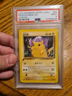 2000 POKEMON WORLD COLLECTION KOREAN BASE PIKACHU PSA 9 NM-MT - Image 1