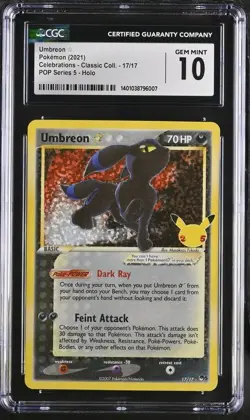 Pokemon Umbreon Star 17/17 Celebrations: Classic Collection Holo CGC 10 - Image 1