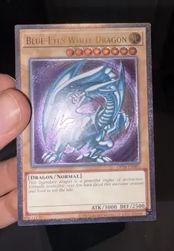 Yugioh OP28-EN001 Blue-Eyes White Dragon Ultimate Rare Euro NM purple video - Image 1