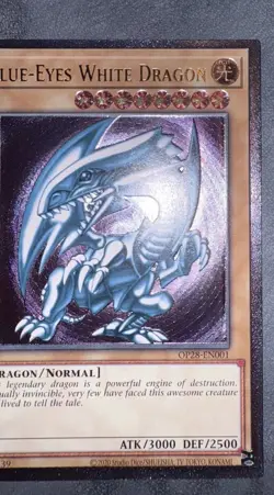 Yugioh OP28-EN001 Blue-Eyes White Dragon Ultimate Rare Euro NM purple cleanest - Image 4