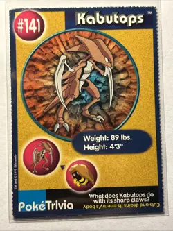 Kabutops #141Pokemon TCG Burger King Promo PokeTrivia Trading Card Vintage LP - Image 1