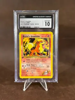 CGC 10 Blaine's Growlithe Gym Challenge 1st Edition 62/132 Pokemon Card 2000 - Image 1