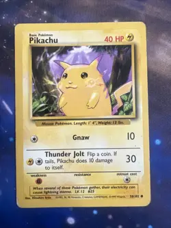 Shadowless Pikachu Yellow Cheeks 58/102 Base Set 1999 Vintage Pokemon Card HP - Image 1