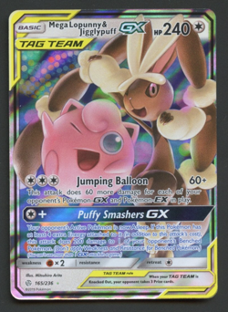 Mega Lopunny & Jigglypuff GX 165/236 Cosmic Eclipse NM Rare Pokemon Card - Image 1