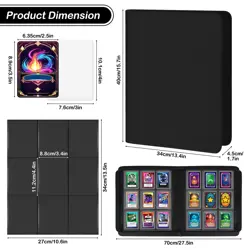 Toploader Binder 9 Pocket for 3"x4" Cards, Holds 360, Trading Card Album, Black - Image 4