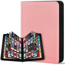 Card Binder 16 Pocket, Zipper Storage for 1024 Cards, Double-Sided, Pink Album - Image 1
