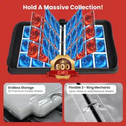 9 Pocket Card Binders | 900 Pockets | Premium Zipper Case | Trading Card Album - Image 5
