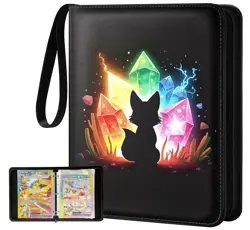 Jumbo Card Binder 80 Pockets, Trading Card Album Folder, Zippered, Colorful Fox - Image 1