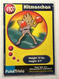 Hitmonchan #107 Pokemon TCG Burger King Promo PokeTrivia Trading Card Vintage LP - Image 1