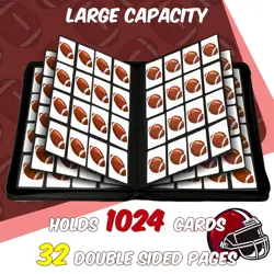 Football Card Binder 16 Pocket | 1000+ Cards | Premium PU Cover | Side Loadin... - Image 2