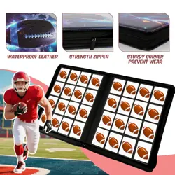 Football Card Binder 16 Pocket | 1000+ Cards | Premium PU Cover | Side Loadin... - Image 4