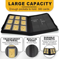 Toploader Binder for 360 Cards | 9 Pocket Double-Sided Rigid Card Holder, Black - Image 3