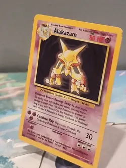 Alakazam 1/102 Holo Rare Base Set Pokemon Card Heavy Play/Damaged - Image 3
