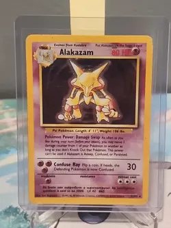 Alakazam 1/102 Holo Rare Base Set Pokemon Card Heavy Play/Damaged - Image 5