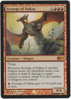 1x FOIL Scourge of Valkas MTG M14 Magic 2014 Lightly Played - Image 1