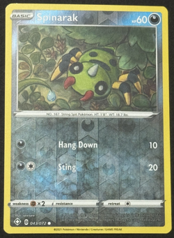 Pokemon TCG Shining Fates Reverse Holo Spinarack 043/072 - Image 1
