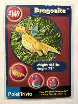 Dragonite #149 Pokemon TCG Burger King Promo PokeTrivia Trading Card Vintage MP - Image 1