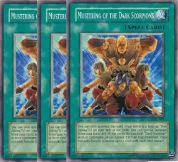 Yugioh - Mustering of the Dark Scorpions x 3 - DCR - NM - Free Holographic Card - Image 1