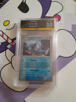 Pokemon TCG Kingdra 032/182 Paradox Rift SWIRL Cosmos Holo Rare Card -grade 10 - Image 1