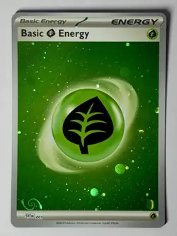 Grass Energy (NM) •HD SWIRL• Cosmo Holo Scarlet & Violet: 151 2023 Pokemon Card - Image 1