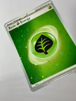 Grass Energy (NM) •HD SWIRL• Cosmo Holo Scarlet & Violet: 151 2023 Pokemon Card - Image 3