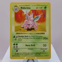 Pokemon TCG - Nidorino 37/102 Base Set Uncommon Shadowless WOTC 1999 - MP - Image 2